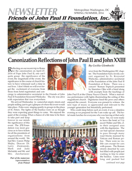 NEWSLETTER SPRING/SUMMER, 2014 Friends of John Paul II Foundation, Inc