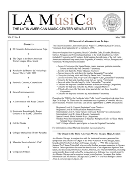 The Latin American Music Center Newsletter * *