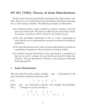 ST 371 (VIII): Theory of Joint Distributions