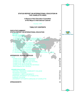 Status Report on International Education in the Charlotte Area