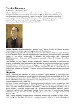 Giustino Fortunato Da Wikipedia, L'enciclopedia Libera
