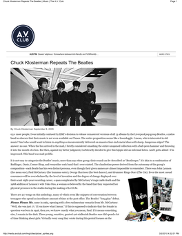 Chuck Klosterman Repeats the Beatles | Music | the A.V. Club Page 1
