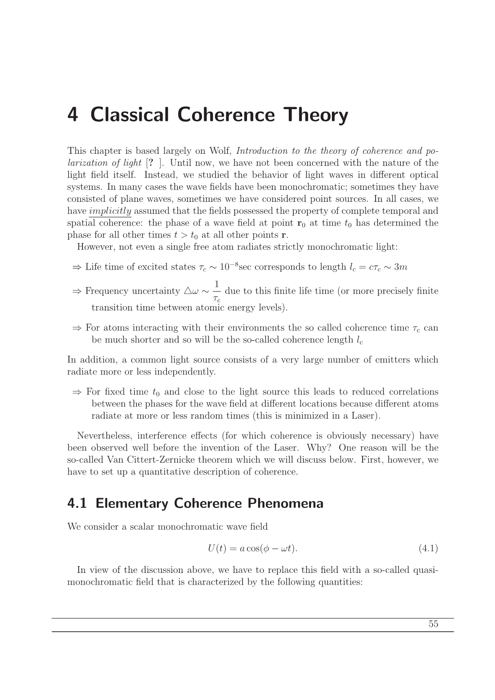 4 Classical Coherence Theory