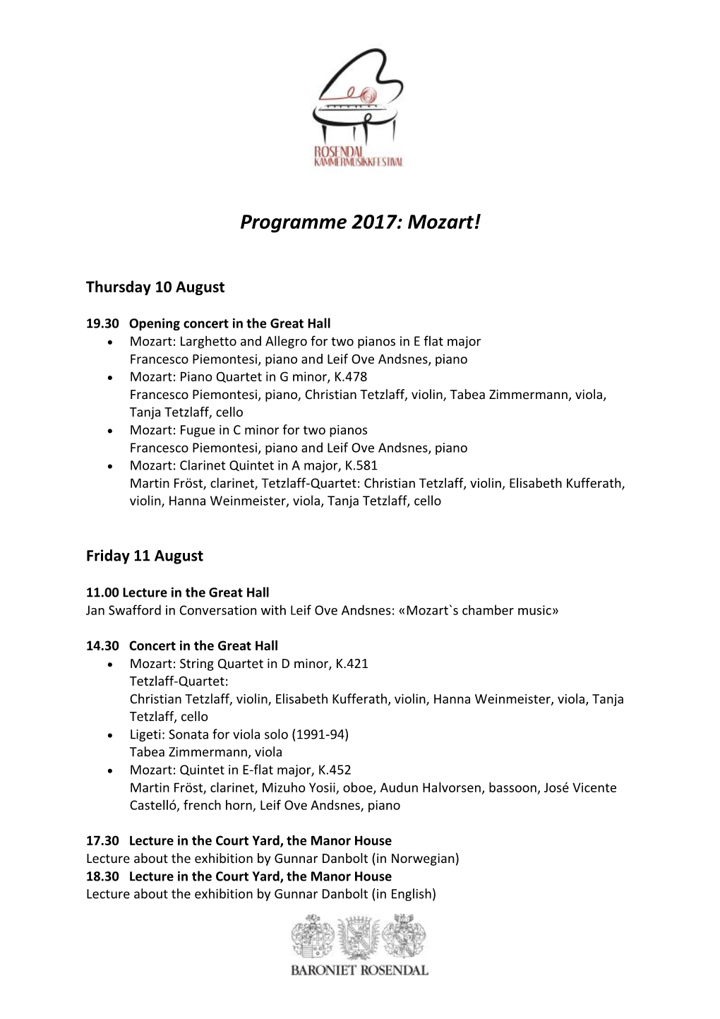Programme 2017: Mozart!
