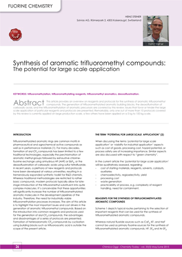 Synthesis of Aromatic Trifluoromethyl Compounds: the Potential for Large Scale Application