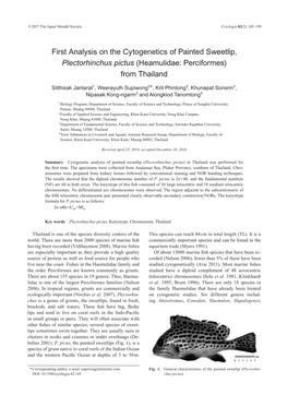 First Analysis on the Cytogenetics of Painted Sweetlip, Plectorhinchus Pictus (Heamulidae: Perciformes) from Thailand