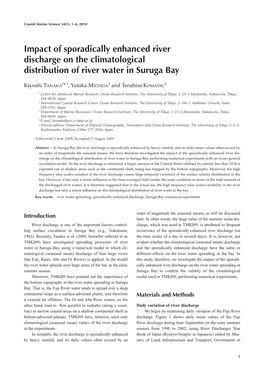 Impact of Sporadically Enhanced River Discharge on the Climatological Distribution of River Water in Suruga Bay