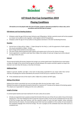 LCF Knock out Cup Competition 2019 Playing Conditions