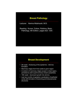 Breast Pathology Breast Development