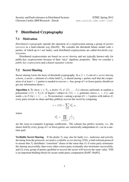 7 Distributed Cryptography