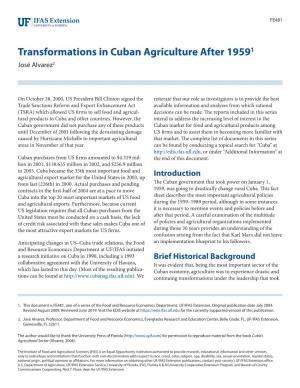 Transformations in Cuban Agriculture After 19591 José Alvarez2