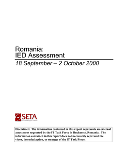 Romania: IED Assessment 18 September – 2 October 2000