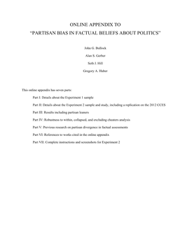 Online Appendix to "Partisan Bias in Factual Beliefs About Politics"