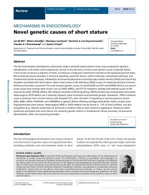 MECHANISMS in ENDOCRINOLOGY: Novel Genetic Causes of Short Stature