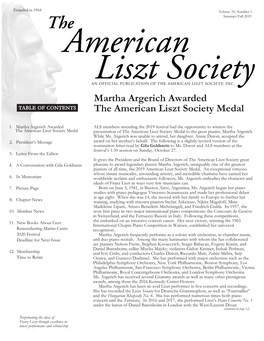 Martha Argerich Awarded the American Liszt Society Medal