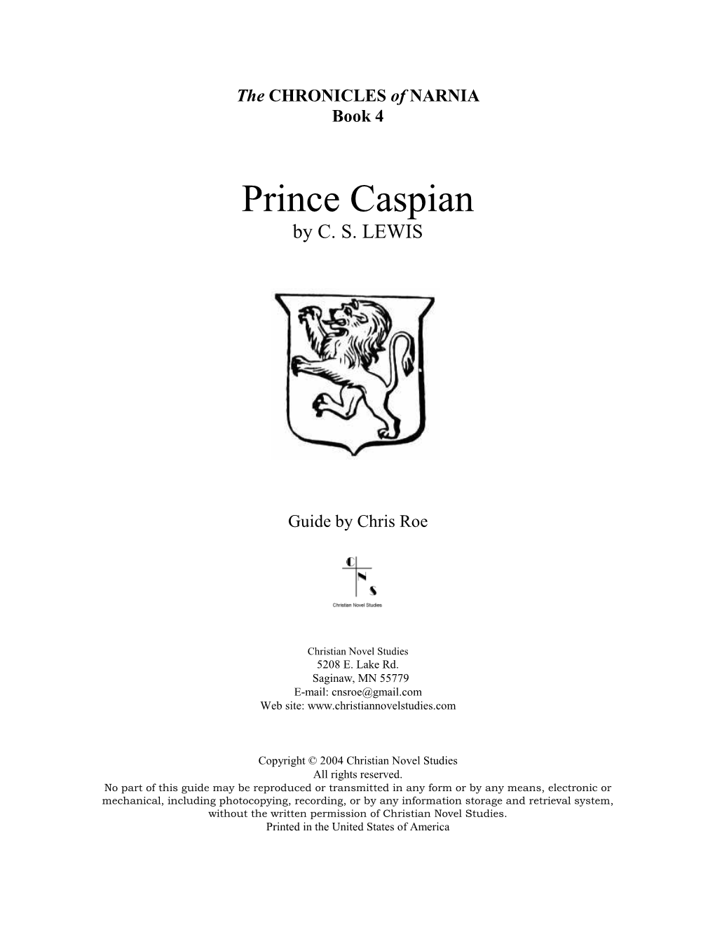 Study Guide for Prince Caspian