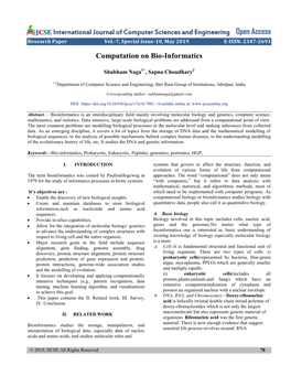 Computation on Bio-Informatics