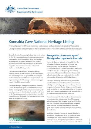 Koonalda Cave National Heritage Listing
