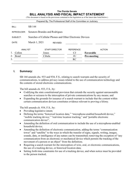 Bill Analysis and Fiscal Impact Statement