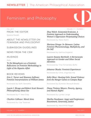 APA Newsletter on Feminism and Philosophy, Vol. 17, No. 1, Fall 2017
