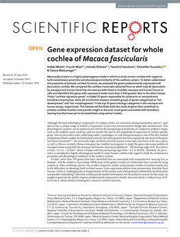 Gene Expression Dataset for Whole Cochlea of Macaca Fascicularis