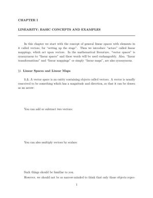 Chapter 1: Linearity: Basic Concepts and Examples