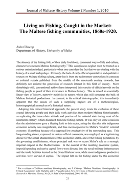 The Maltese Fishing Communities, 1860S-1920