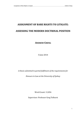 Assignment of Bare Rights to Litigate Andrew Cheng