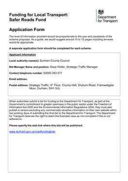 Cooperative Intelligent Transport Systems: Application Form