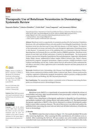 Therapeutic Use of Botulinum Neurotoxins in Dermatology: Systematic Review