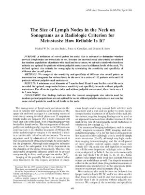 The Size of Lymph Nodes in the Neck on Sonograms As a Radiologic Criterion for Metastasis: How Reliable Is It?