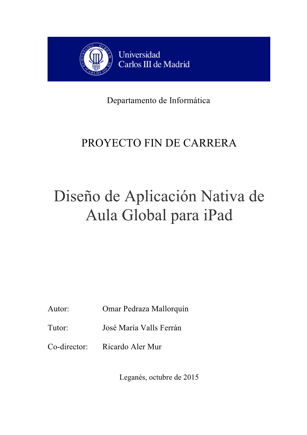 Diseño De Aplicación Nativa De Aula Global Para Ipad