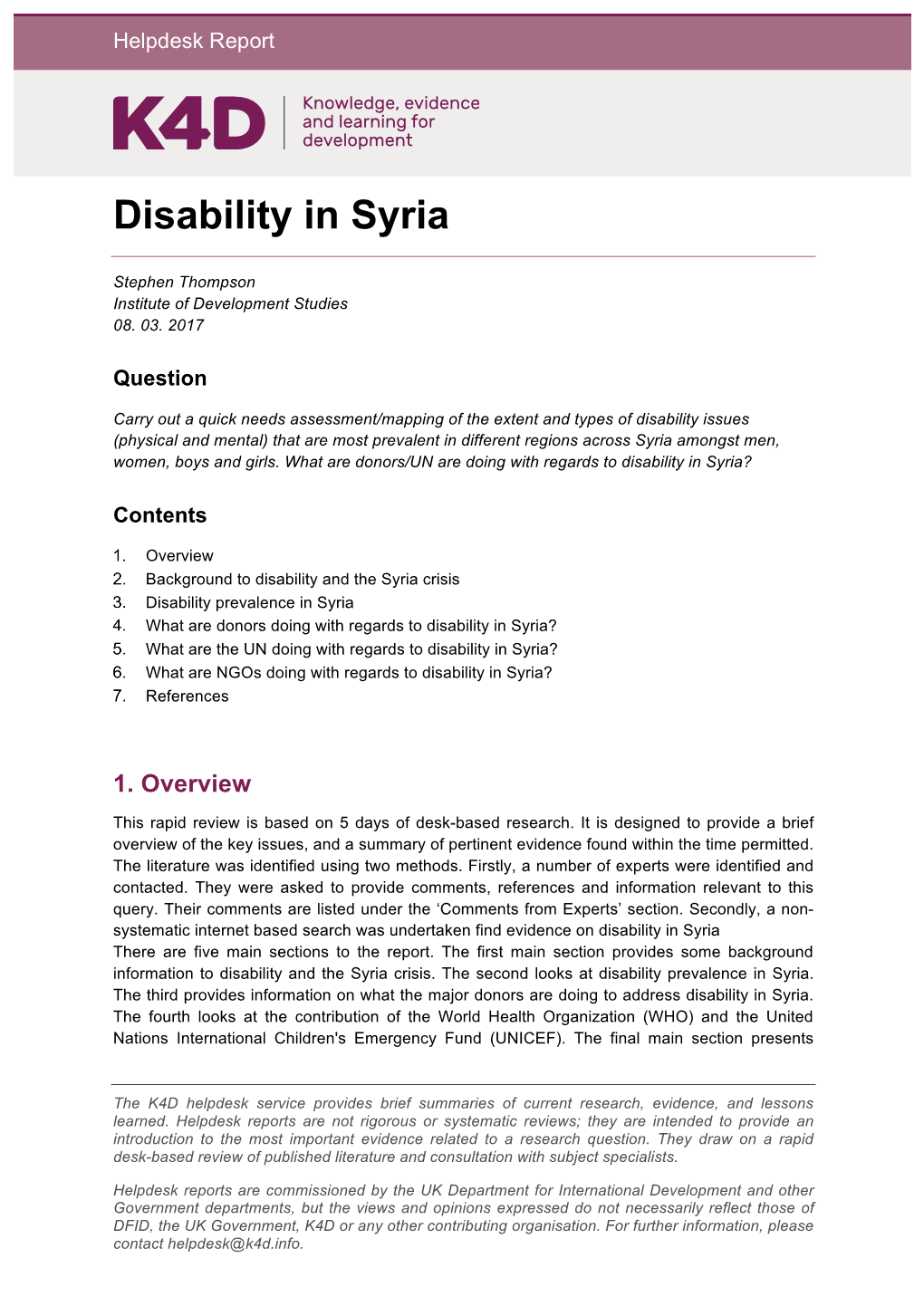 Disability in Syria