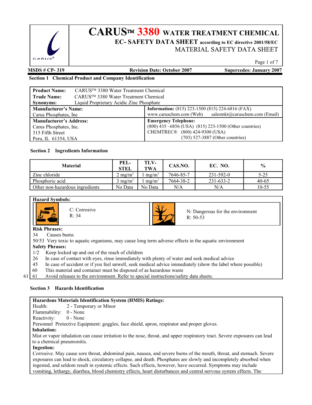 Carus Chemical Company s1