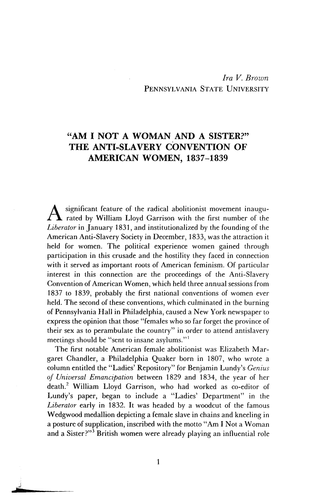 The Anti-Slavery Convention of American Women, 1837-1839