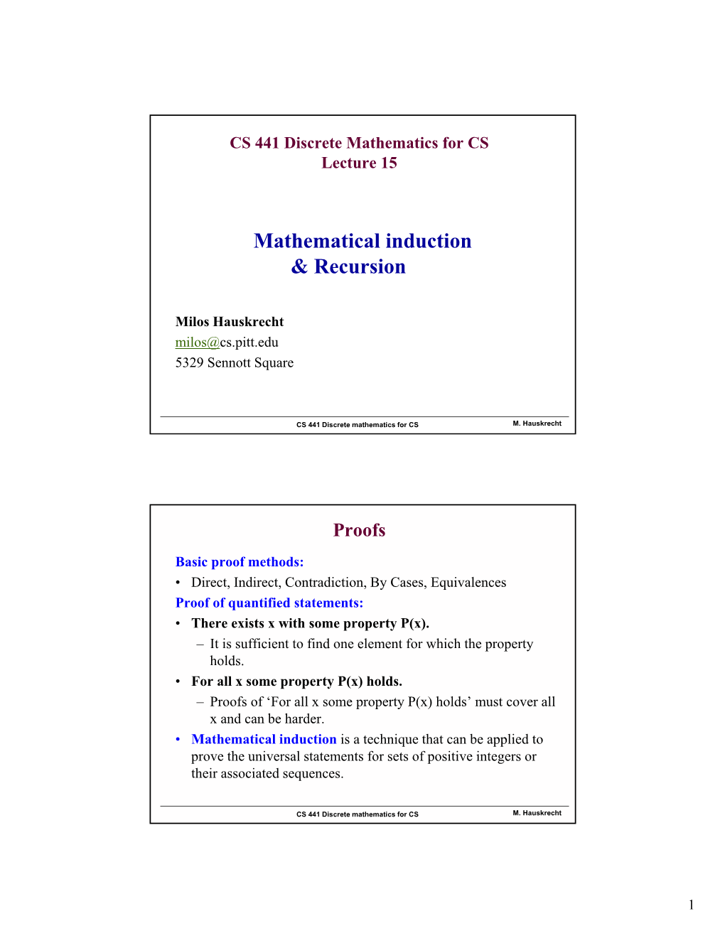 Mathematical Induction & Recursion