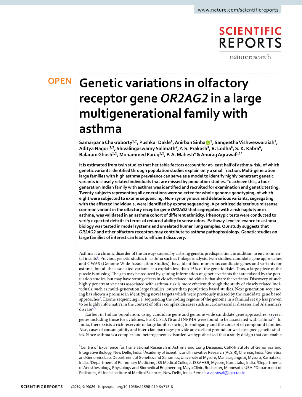 Genetic Variations in Olfactory Receptor Gene OR2AG2 in a Large