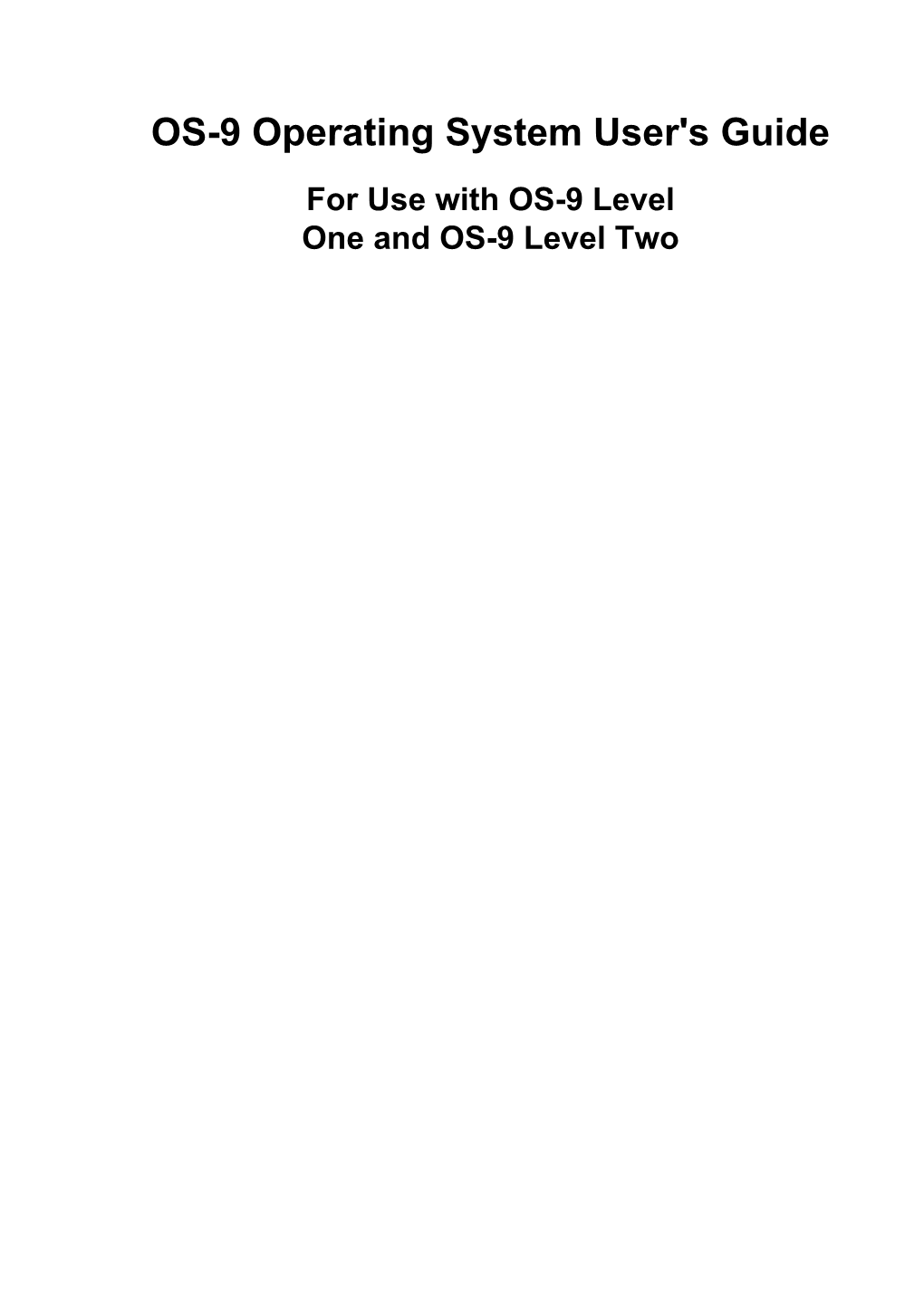 OS-9 Operating System User's Guide