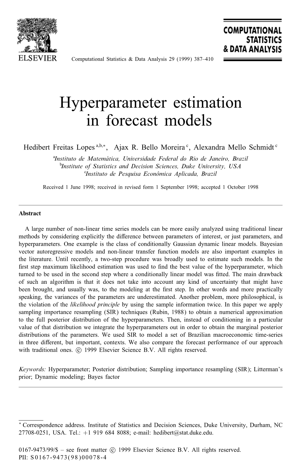 Hyperparameter Estimation in Forecast Models