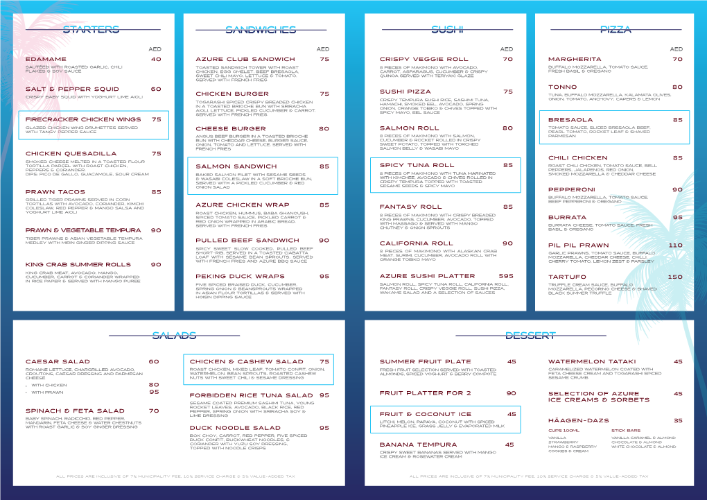 Azure Food Menu (Design Inside) Updated Jan2019