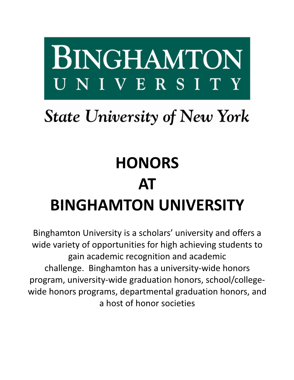 Honors at Binghamton University