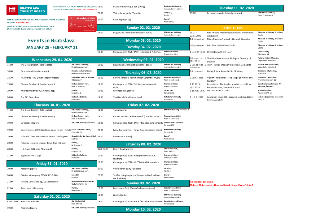 Events in Bratislava Monday 03