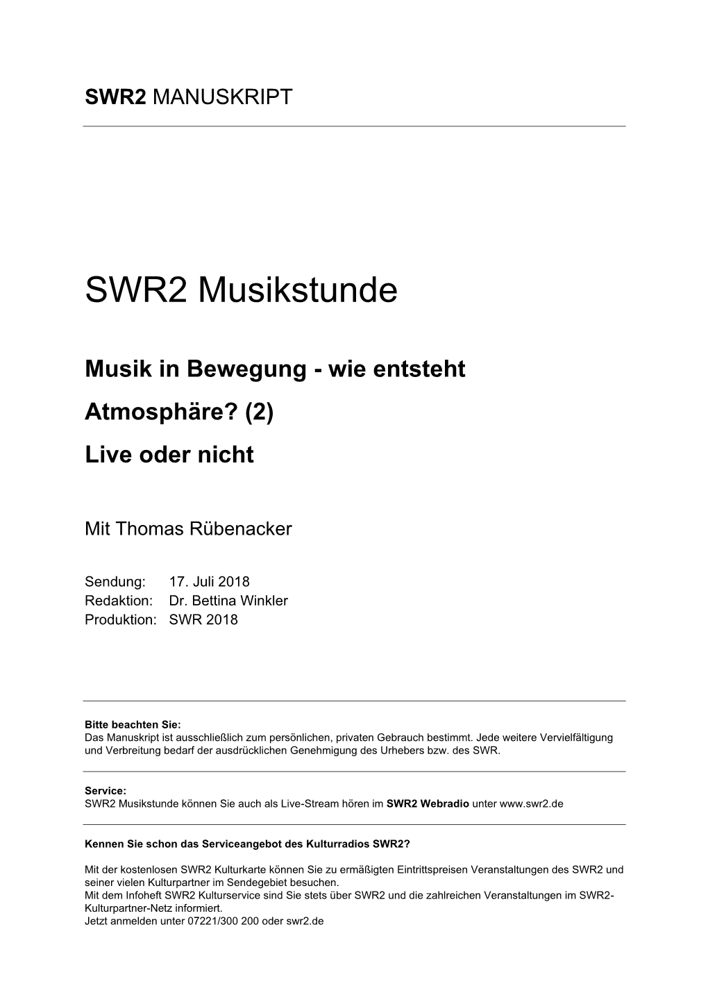 SWR2 Musikstunde