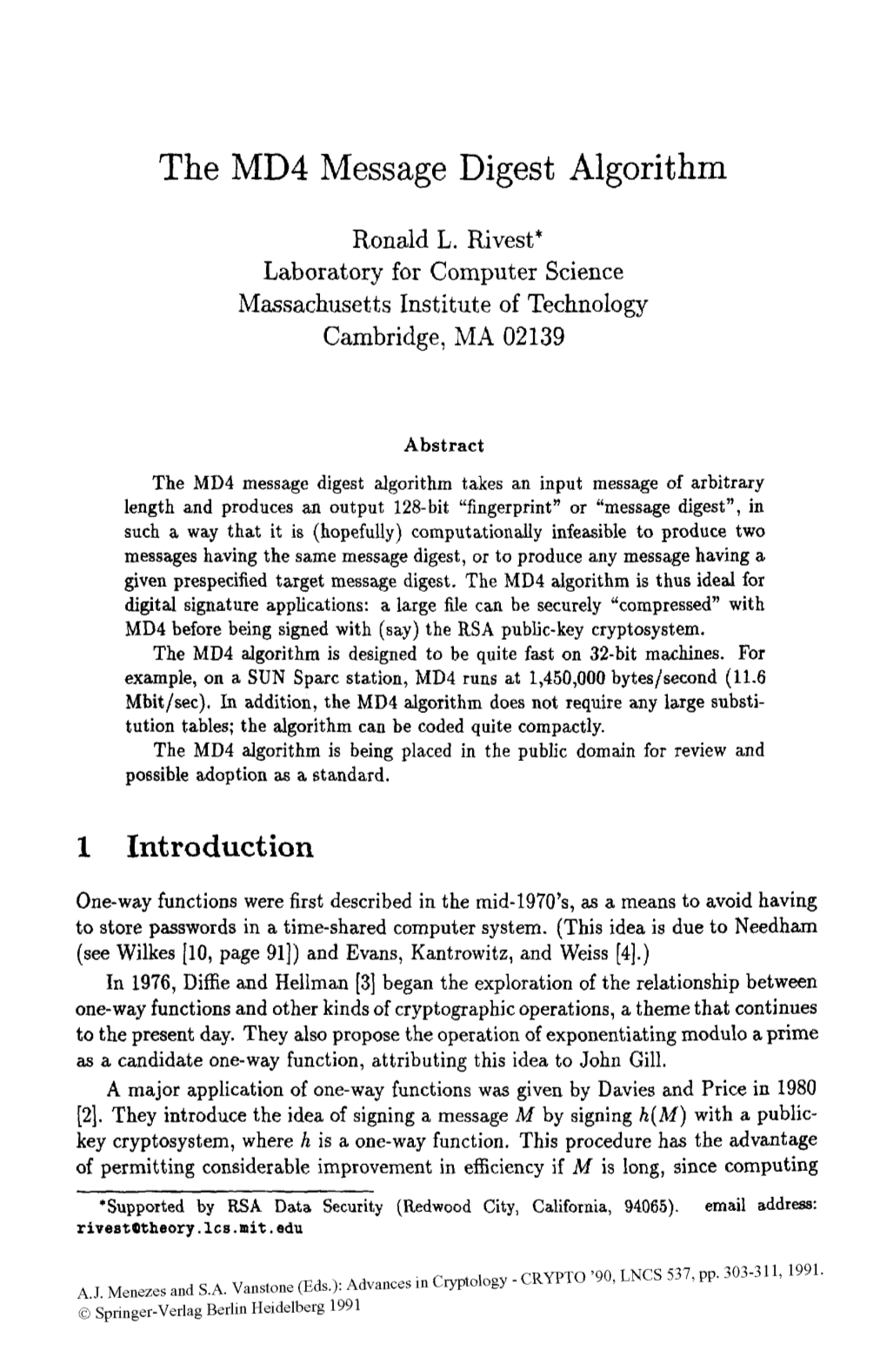 The MD4 Message Digest Algorithm