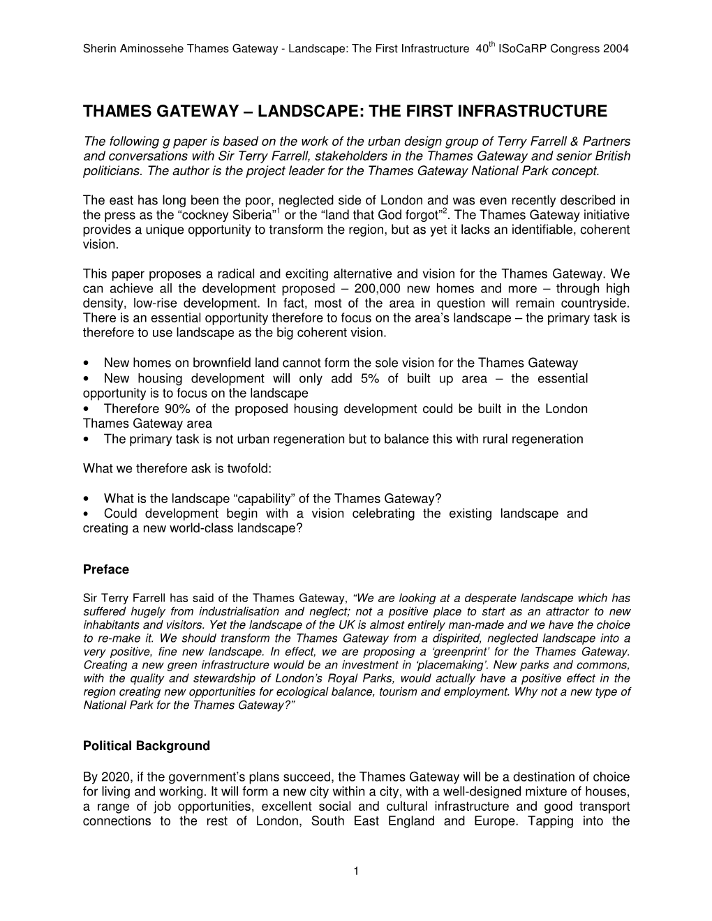 Thames Gateway – Landscape: the First Infrastructure