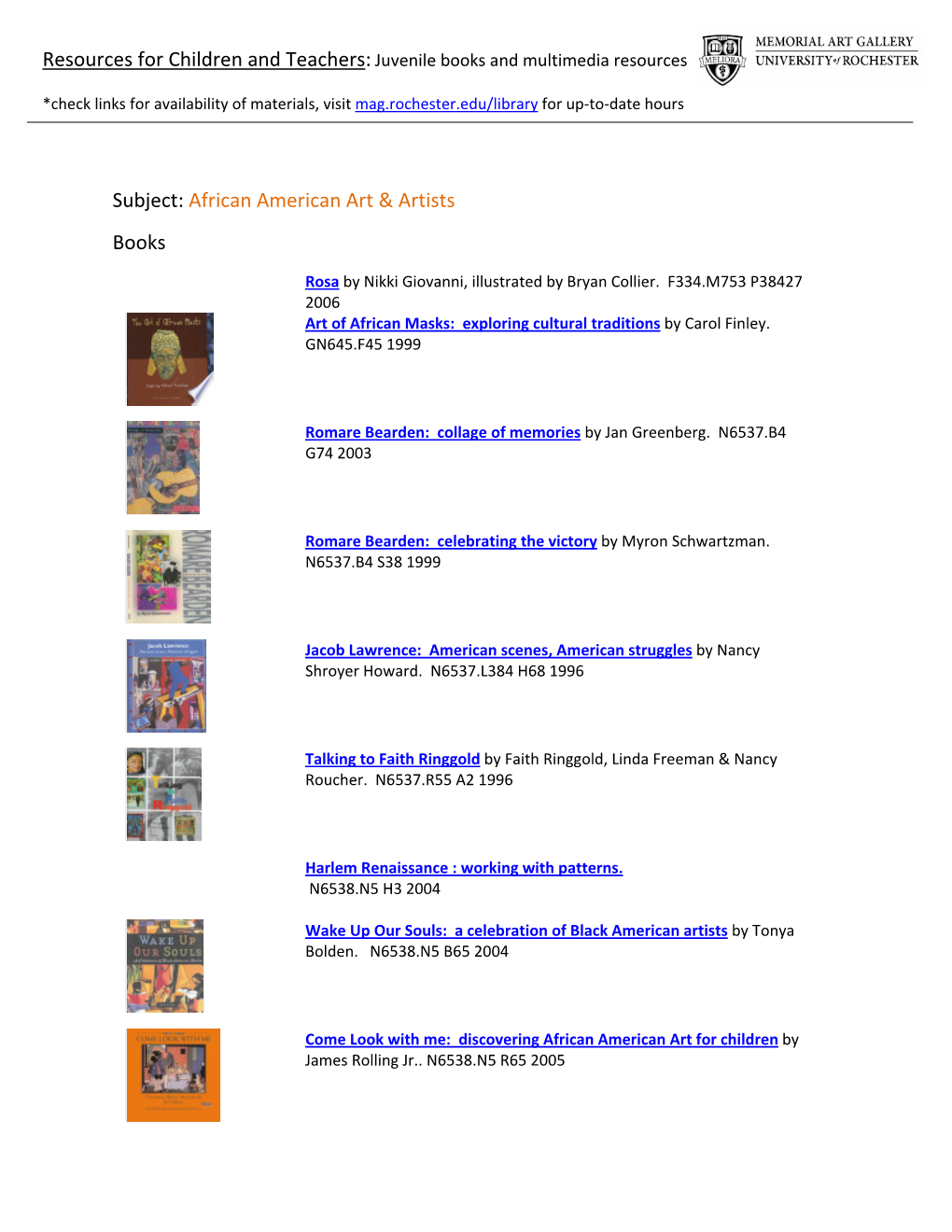 Subject: African American Art & Artists Books