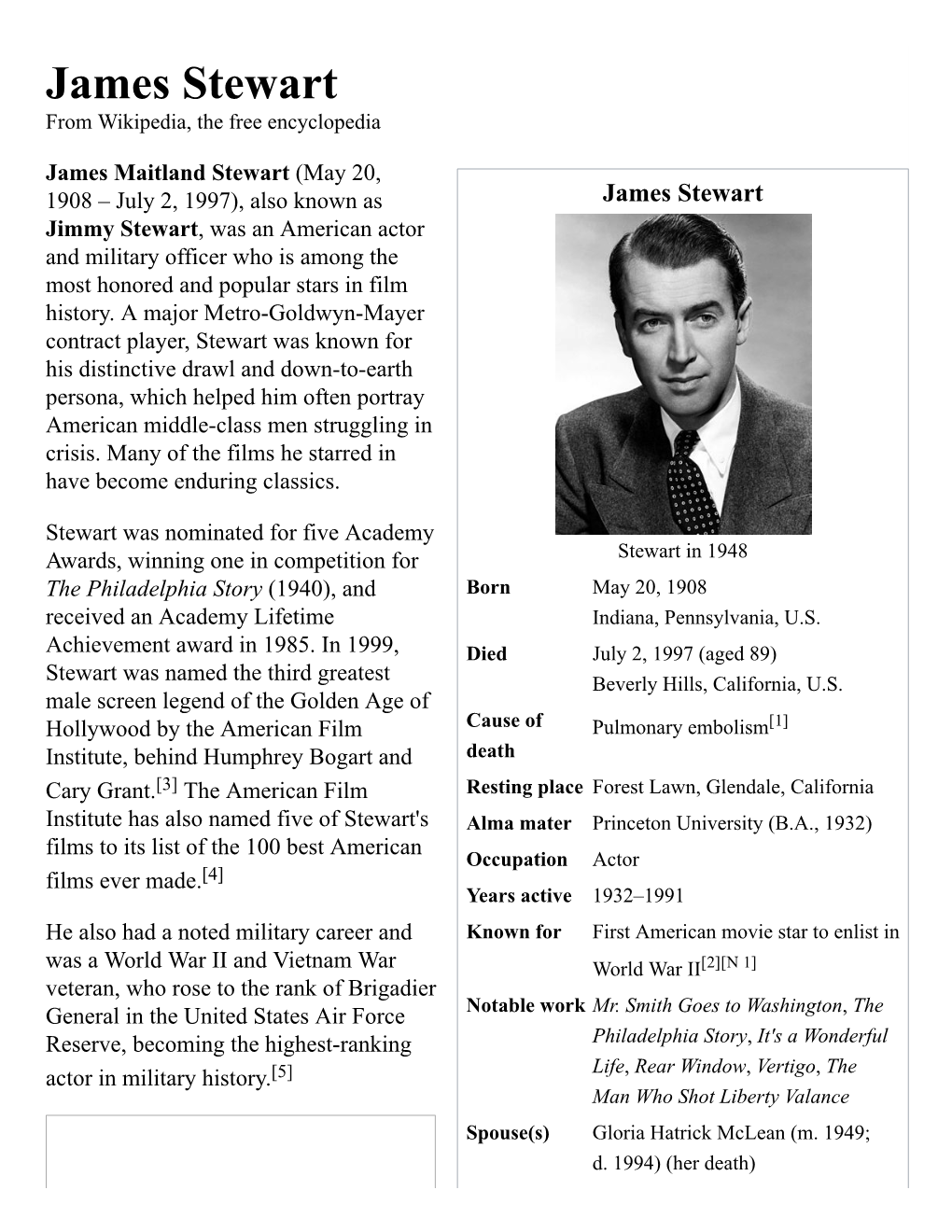 James Stewart from Wikipedia, the Free Encyclopedia