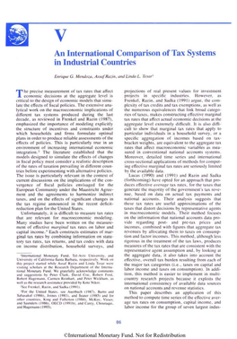 An International Comparison of Tax Systems in Industrial Countries