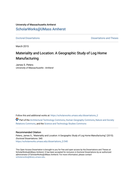 A Geographic Study of Log Home Manufacturing