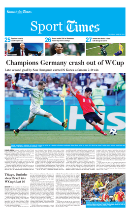 Champions Germany Crash out of Wcup Late Second Goal by Son Heungmin Earned S Korea a Famous 2-0 Win